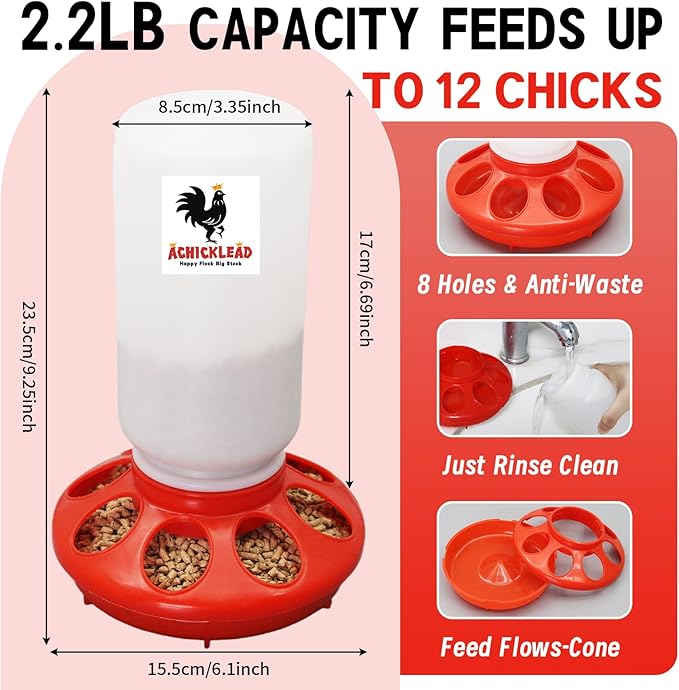 Chick Feeder and Waterer Set – Automatic 1L Chicken Feeder and Waterer for Baby Chicks, Ducks, and Quail – Brooder Starter Kit & Chicken Coop Supplies