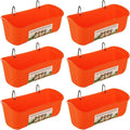 6 Pack Hanging Chicken Feeder Trough, Duck Feeder for Outside with Clips, Water Trough for Duck Goose Goat Pig Deer, Durable Poultry Feeding Water Container, Orange