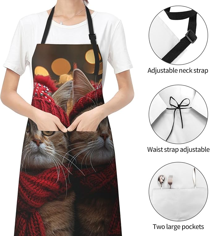 Kitchen Aprons for Men Women Waterproof Apron with 2 Pockets Cool Steampunk Gears Apron Adjustable Bib Aprons