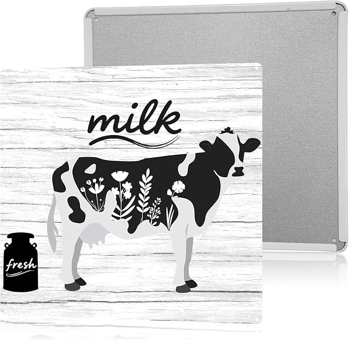 Cow Decor For Kitchen Country Home Decor Rustic Farmhouse Cow Wall Decoration Farm Animal Tin Sign 8×8 Inches Metal Sign