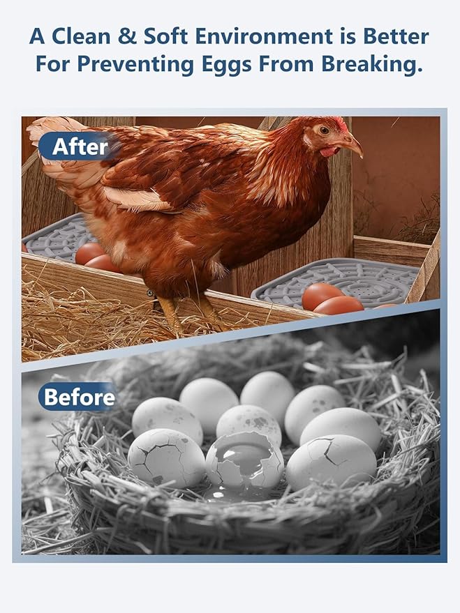 Kalolary 3 PCS Silicone Chicken Nesting Box Pads, 12"x 12" Nesting Pads for Chicken Coop Washable Nesting Box Liners for Chicken Laying Boxes Soft, Easy Clean, Gray