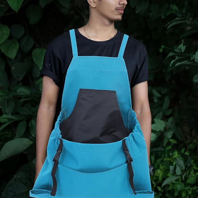 TOYANDONA Gardening Apron with Adjustable Quick Release Harvest Picking Pocket, Oxford Cloth Fruit and Vegetable Storage Pouch for Outdoor Garden Use, Green Egg Collecting Apron