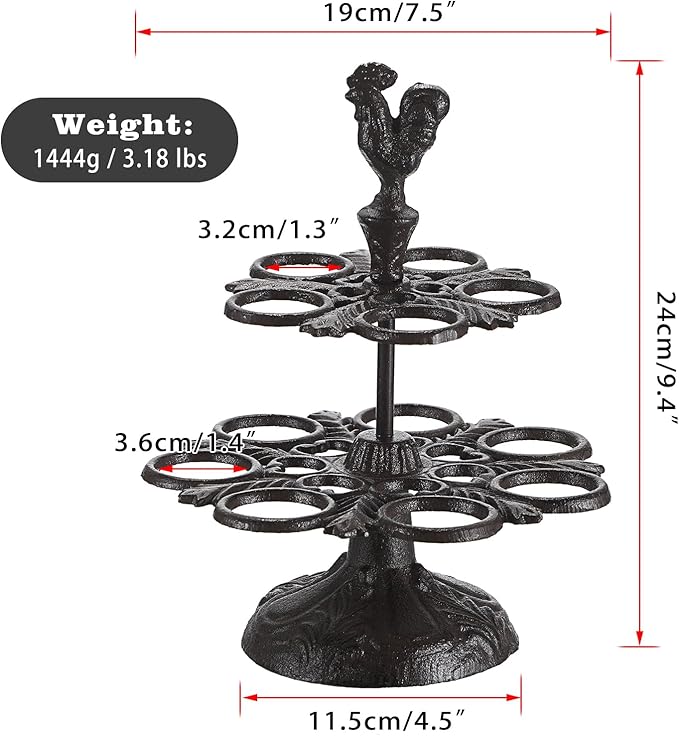 Heavy Duty Cast Iron Egg Holder Countertop - Vintage Egg Holder Stand for Fresh Eggs, Retro Egg Storage Rack, Easter Egg Display Holder for Kitchen & Dining Countertop Decor