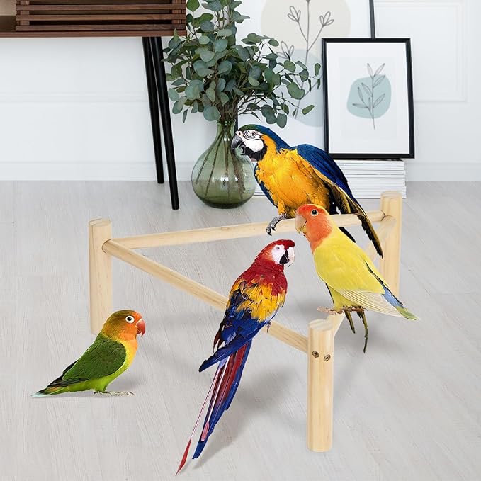 Chicken Perch for Coop & Brooder, Pine Wooden Chicken Toys & Coop Accessories for Chicken Triangular Gym Roosting Bar for Large Hens Parrots Birds, Natural Poultry Stand Chicken Nesting Support - 1P