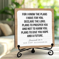 Religious Gifts for Women, 5 Inch Rustic Bible Verse Decor, Inspirational Wooden Plaques for Home Office, For I Know the Plans I Have For You Sign - A12