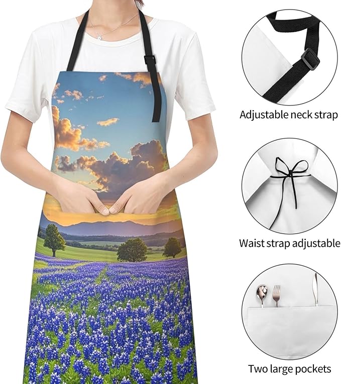 Waterproof Apron Adjustable Bib for Women Men Tractor farm Cooking Aprons Chef Bibs with 2 Pocket