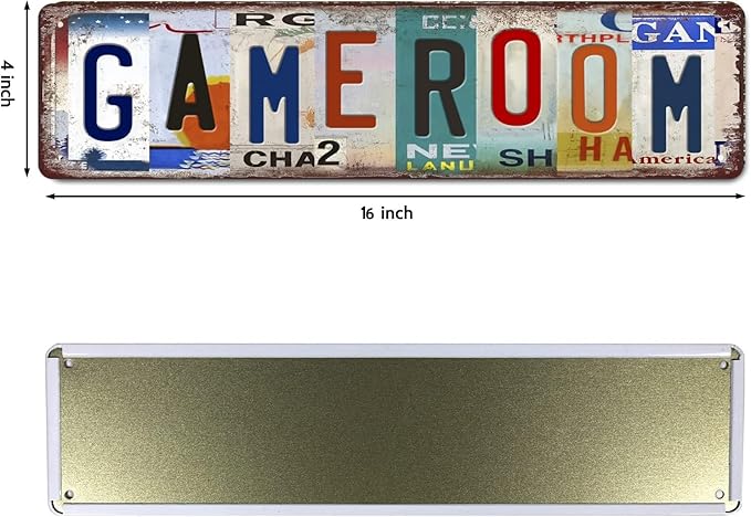 Game Room Decor Vintage Game Room Metal Tin Signs Street Signs Man Cave Home Wall Decor Gaming Wall Decor Boys Room Decor 10-12 Year Old Gamer Accessories 4x16 Inch