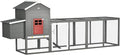 PawHut 118" Extra Large Chicken Coop with Asphalt Roof, Wooden Hen Run with Slide-Out Tray and Nesting Box, Chicken Hutch for 3-6 Chickens, Gray