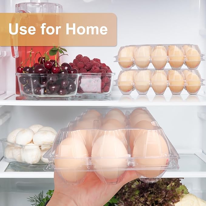 Plastic Egg Cartons Bulk 3x5 Egg Holders Style Holds 15 Eggs - Half Dozen Storage Perfect for Family Pasture, Groceries Chicken Farm, Refrigerator Storage (15 Grids) 50 Pack