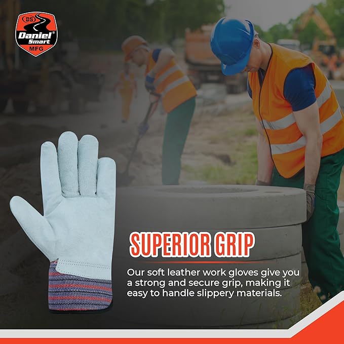 Daniel Smart Men & Women Goatskin Working Glove Lightweight Leather Safety Gloves for construction, gardening outdoor Work