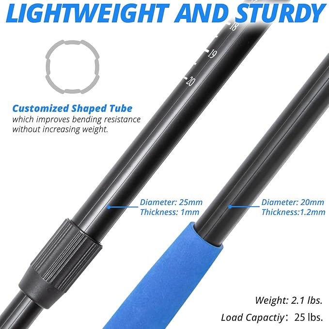 Large Telescoping Fishing Net, Folding Landing Net with Long Handle, Rubber Netting, Lightweight, Length 56″-75″, Hoop Size 20″ x 19″, Depth 20″, 25 lbs. Capacity