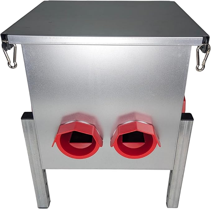 Hen's Choice - 25LB Automatic Chicken Feeder, 6 Port, Large Capacity, Weatherproof Lid