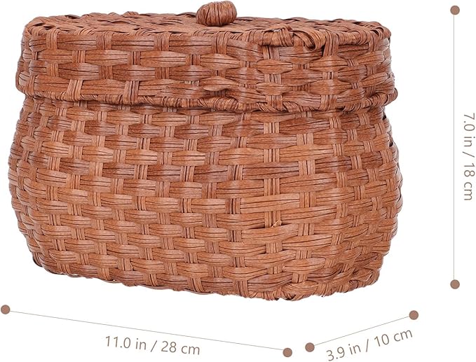 TOYANDONA Vintage Handwoven Egg Basket Decorative Egg Container with Lid Countertop Storage Bin