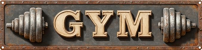 Vintage Tin Gym Sign Retro Metal Sign Suitable For The Gym Stadium Indoor Stadium - Multi-Purpose For Indoor/Outdoor Use Plaque 4x16 Inch