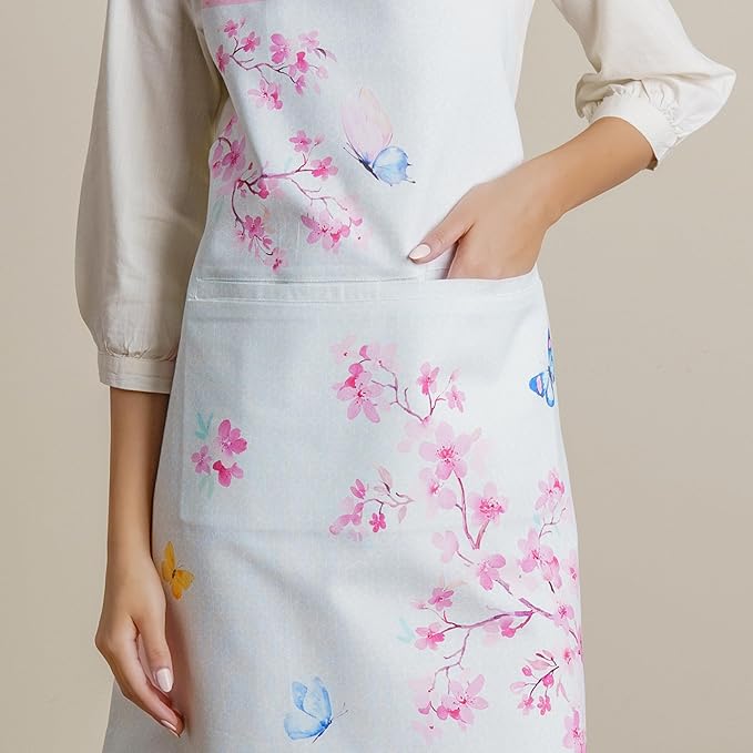 Maison d' Hermine 100% Cotton Apron for women with Pocket Kitchen Chef Apron for Men Cooking Easter Decorations