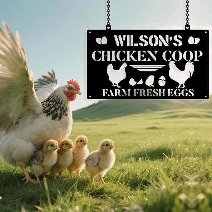 Custom Chicken Coop Metal Sign, Personalized Chicken Coop Sign for Outside, Custom Metal Hen House Farm Signs, Chickens Hen House Farmhouse Wall Art Decor