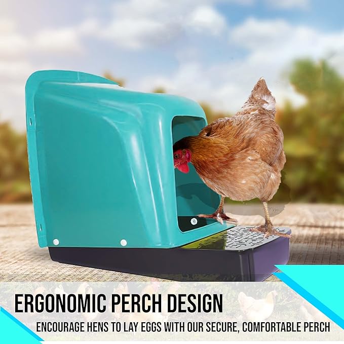 Nesting Boxes for Chicken Coop | Roll Away Hen House for Laying Eggs | Durable Plastic Chick Brooder Box with Perch & Pull Out Egg Tray for Poultry Farm | Chicken Coop Accessories (Pack of 10)