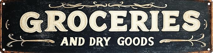Vintage Tin Groceries Sign Retro Metal Sign Suitable For Street Shop Farm Garden - Multi-Purpose Metal Sign For Indoor/Outdoor Use Plaque 4x16 Inch