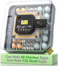 Egg Incubator for Hatching 48-132 Chicken/Quail/Turkey Eggs, 360° View Poultry Incubators with Automatic Egg Turning/Humidity Control&Alarm/Auto Water Adding/Adjustable Tray, for Beginner/Farm/Home
