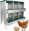 GarveeLife Wall-mountable Roll Away Metal Chicken Nesting Box for Laying Eggs, Rustproof Chicken Laying Boxes for Hens, Ventilated with Perch, Waterproof (Green, 6 Compartments with 6 Fake Eggs)