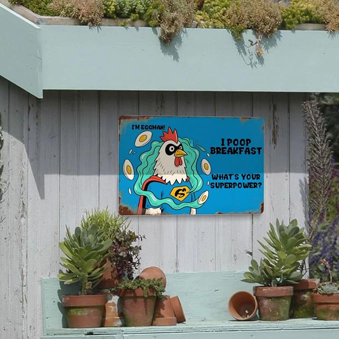 Funny Chicken Coop Accessories Funny Metal Signs Outdoor Chicken decor Farm Tin Signs Gifts For Lovers Men Women 8 * 12 Inch (Chicken Coop signs blue)