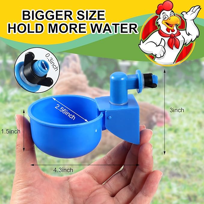 Tanlade 50 Packs Chicken Waterer Chicken Feeder, Automatic Waterer Kit for Poultry Duck Goose Turkey Bunny (Blue)