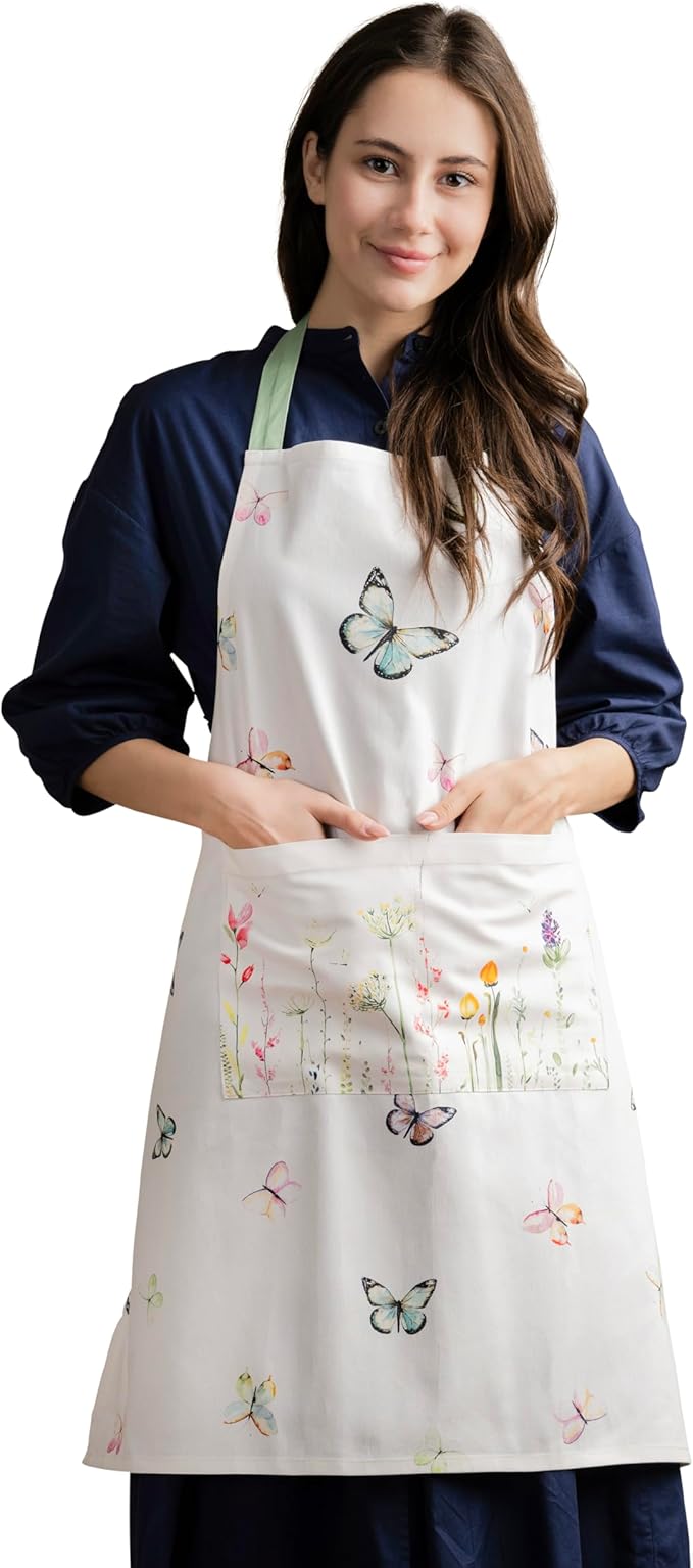 Maison d' Hermine 100% Cotton Apron for women with Pocket Kitchen Chef Apron for Men Cooking Easter Decorations