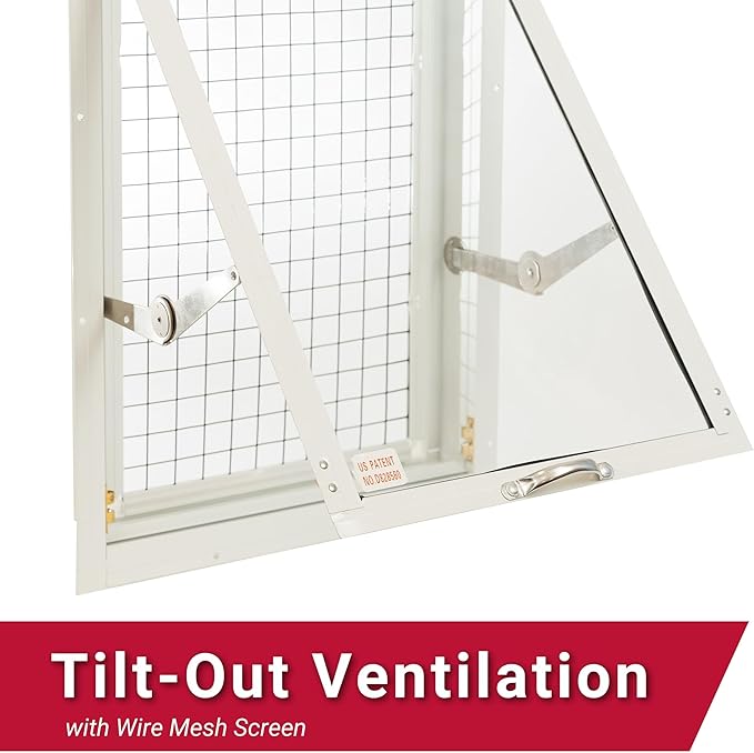 Chicken Coop Window 14" W x 21" H, Flush Mount Tilt Out Brown for Chicken Coops, Sheds, and Playhouses 1 PK (WCC1421BR-BX1)