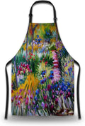 Cook Apron for Men Monet the Iris Garden Vintage Aprons for Women for Kitchen Cooking Restaurant BBQ Painting Crafting Gardening 27” (W) x 31” (H), Waterproof Aprons