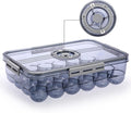 BTSKY Premium Plastic Egg Holder for Fridge - 24 Egg Refrigerator Container, Organizer with Time Reminder and Lid