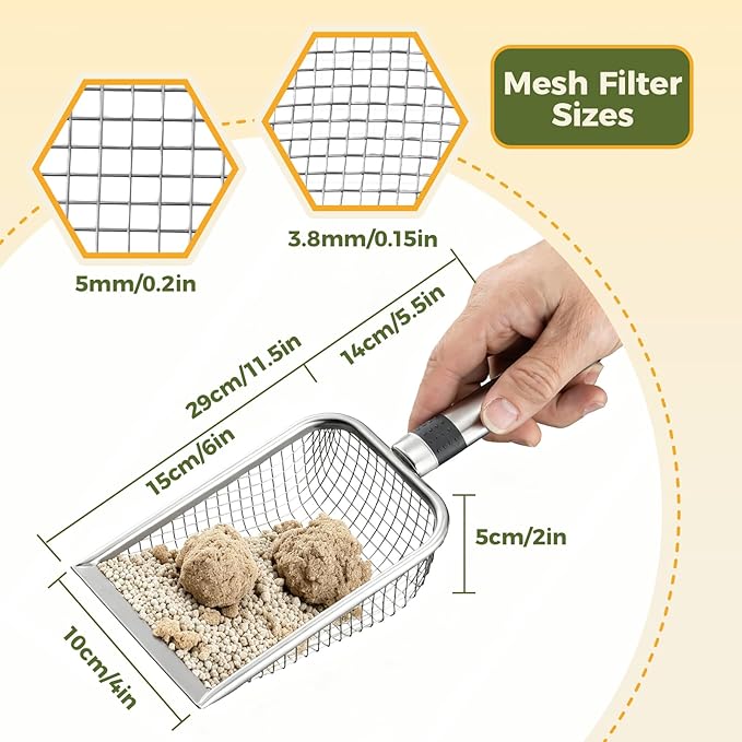 Chicken Poop Scooper, 2 Pack Chicken Coop Scoop Scoop Shovel Stainless Steel Metal Chicken Coop Cleaning Tool for Poop, Chicken Supplies, Cat Dog Rabbit Supplies(3.8mm+5.0mm)