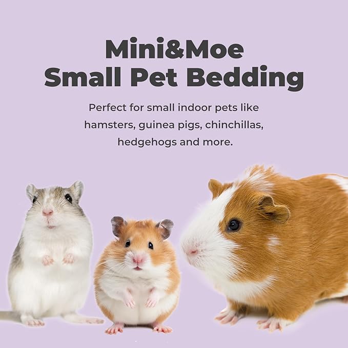 mini&moe Hamster Bedding 50L: Dust-Free and Odor Control Moisture Absorbent Unscented Natural Paper Small Pet Bedding - for Guinea Pigs, Hamsters, Chinchilla,Rabbits,Rat,Ferret, and Gerbil, 50 Liters