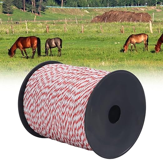 Electric Fence Wire, 500m Portable Electric Fence Rope 6 Stainless Steel Strands Electric Poultry Netting Electric Fence for Dogs Farm Animals