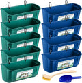 9 Pack Chicken Duck Feeder Waterer Hanging Goat Feeder Trough 2.5 Quart Livestock Feeding Trough with Scoop & Brush for Pig, Poultry, Fence Feeding, 22.5 Quart Total (Green,Blue)