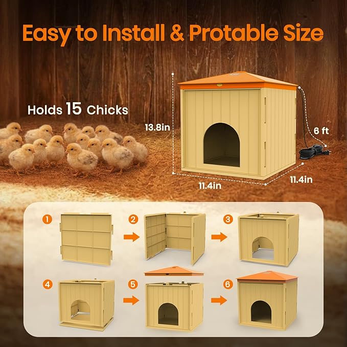 Smart Chicks Coop Heater,2026 Upgraded Chick Heater with Auto Temperature Controllers & Heat Circulating Fan, Winter Brooder House for Chicks,UL-Compliant,Safe for Bird,Little Animal
