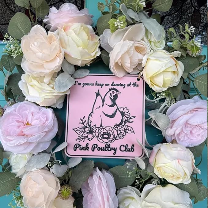 Pink Chicken Coop Sign, Funny Hen Decor Poultry Club for Yard or Barn, Chicken Coop Accessories, Chicken Decor for Country Farm