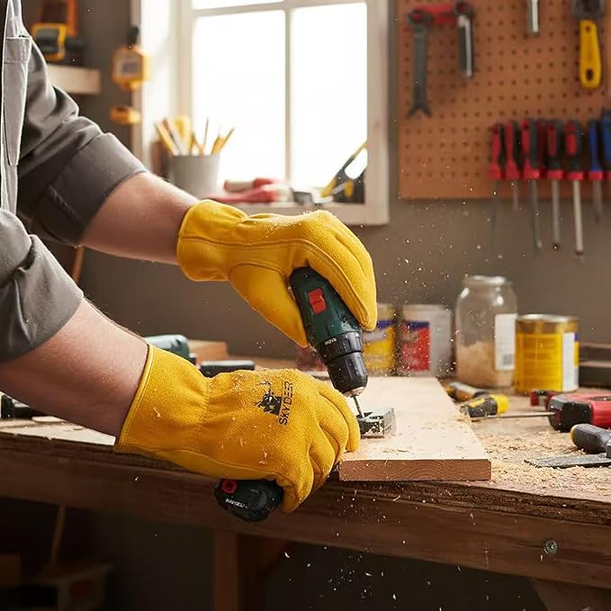SKYDEER Full Grain Deerskin Leather Gloves for Men and Women, Extra Soft and Hands Protection, 3D Ergonomic Design (SD2210)
