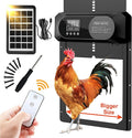 Large Size Automatic Chicken Coop Door Solar Powered,15.9"H x 12"L x 2.28"W,Aluminum Alloy Chicken Door with LCD Display,Timer & Light Sensor,4 Control Modes,Anti-Pinch Coop Door with Remote Control