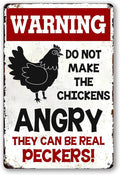 Chicken Coop Signs Warning Do Not Make The Chickens Angry Tin Sign Funny Outdoor Metal Sign 8x12 Inch