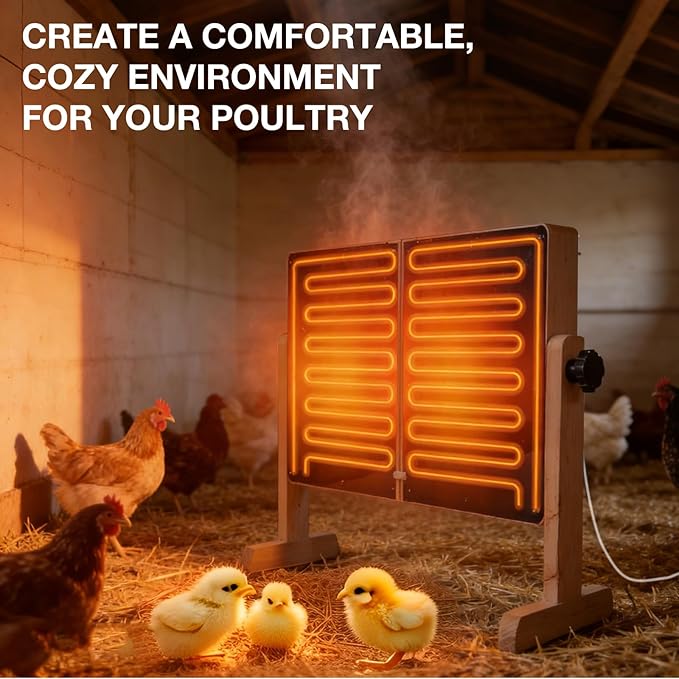 Foldable Chicken Coop Heater for Winter, 120w Large Size Waterproof Chicken Heater for Coop, Radiant Heat Chicks Coop Heater with 2 Heating Plates, Adjustable Temp 70~190℉