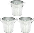 Hosley 3 Pack of Galvanized Planters 5" Dia x 4.5" H Durable Metal Plant Pots for Floral Arrangements Indoor and Outdoor Gardening with Vintage-Inspired Charm Rustic
