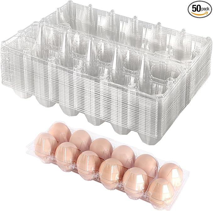Septo 2 x 6 Plastic Egg Cartons for 12 Eggs,50 Pcs Egg Cartons Cheap Bulk Clear Reusable Tray Refrigerator Chicken Farm Markets