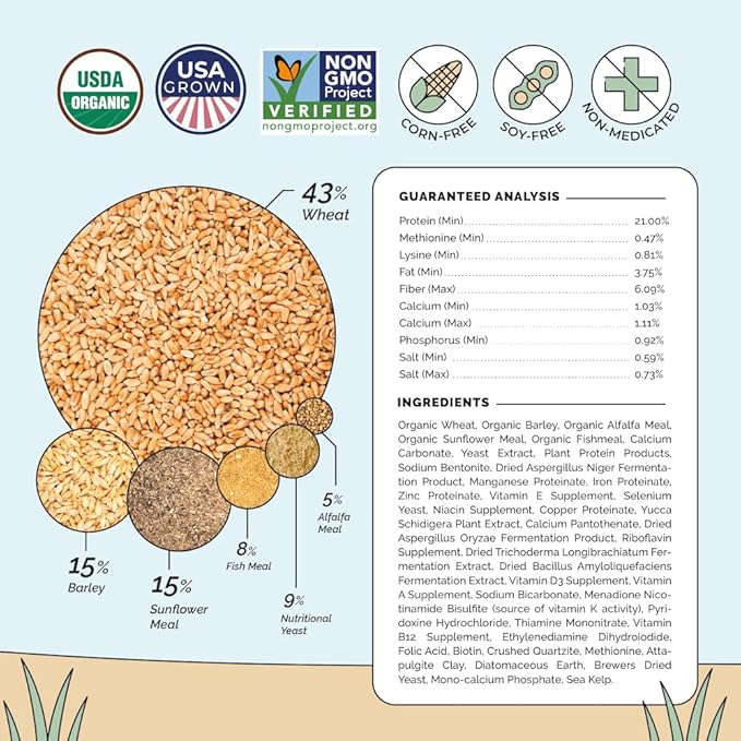 Starter Chicken Kit - Feed & Grit - Starter Chick Mash 2 lbs., Non-GMO, USA Grown, 21% Protein, Corn-Free, 100% Natural Mineral Chick Grit 4 lbs.