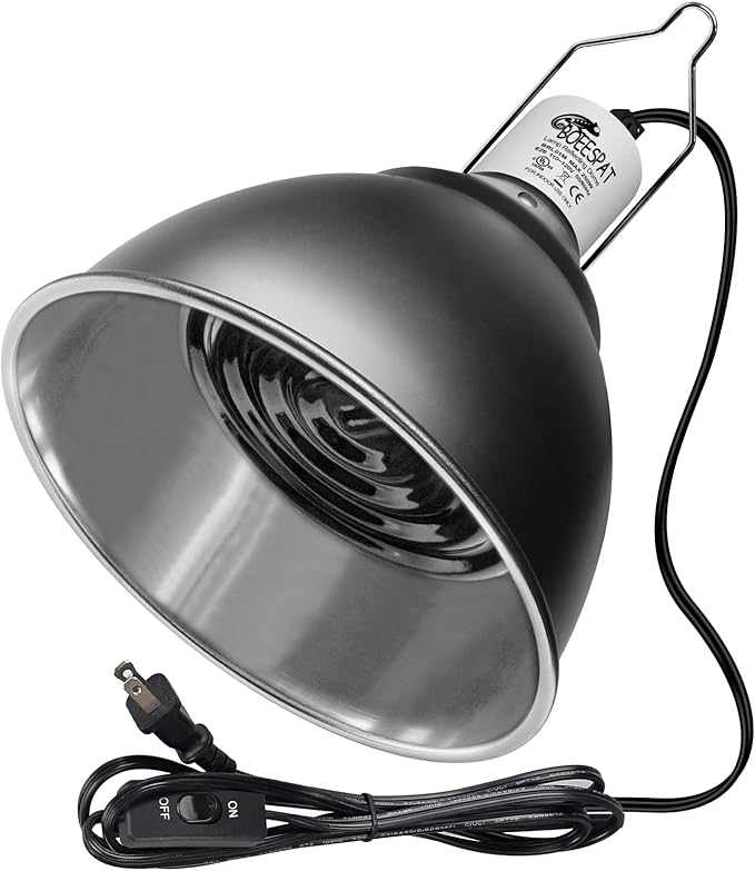 Large Caliber Reptile Lamp Cover Dome Supports Up to 250W, Diameter 7.0 Inch Heat Lamp/Light Fixture Dome Fit for E26 UVA/UVB Basking Bulbs, Perfectly Fit 250 watts Ceramic Heat Lamp