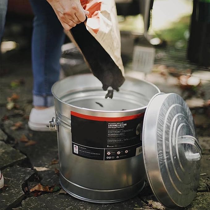 6-Gallon Galvanized Steel Storage Can with Locking Lid - Airtight, Durable Metal Container for Food, Pet Food, Dry Goods & More