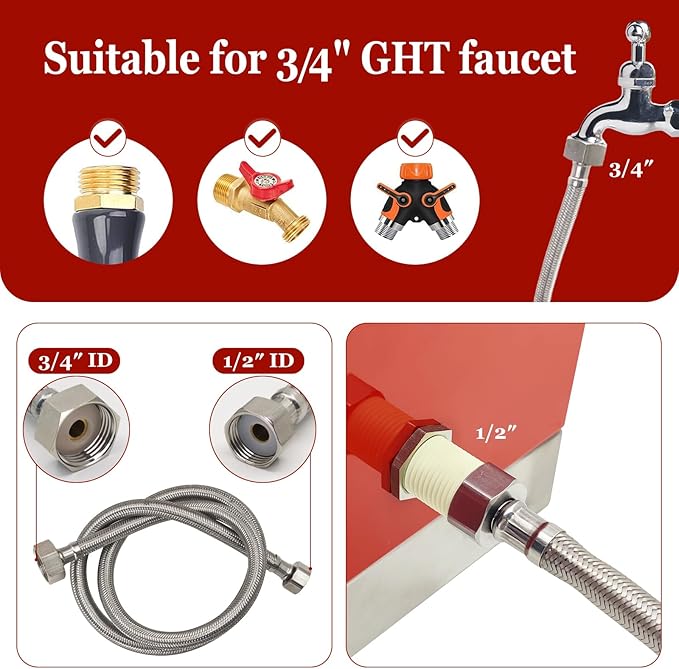 Automatic Chicken Waterer Stainless Steels Large Poultry Waterer Dispenser 11 Windows with Float Valve Kit Hose Accessorie for Duck Goose Pigeon Quail Turkeys