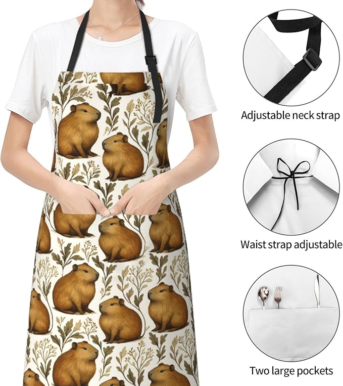 Serene Swan In Stream Adjustable Waterproof Apron Work Cooking Apron With Pockets For Men Women