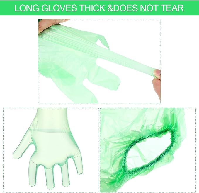 Honeydak 30 Pairs Field Dressing Gloves Disposable Deer Gutting Hunting Cleaning Gloves with Long and Short Mitten Combo PVC