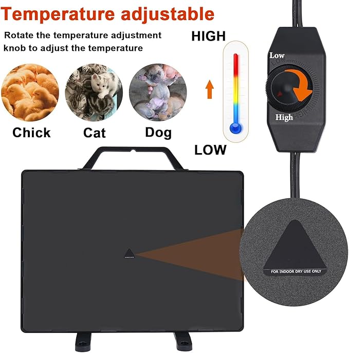 PINNKL Chicken Coop Heater, Chicken Coop Heater for Winter, 160W Radiant Heat Panel Energy Efficient Safe Design Warmer for Chicken Coop Chick Kitten Puppy Pets