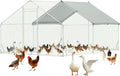 Large Metal Chicken Coop,10x13 FT Walk in Chicken Runs with Cover for 20 Chickens,Hen House Enclosure with Security Lock, Outdoor Duck Rabbit Cage Poultry Pens for Backyard,Farm,Yard